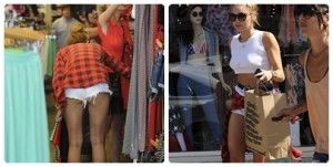 Miley Cyrus passa vergonha com short muito curto