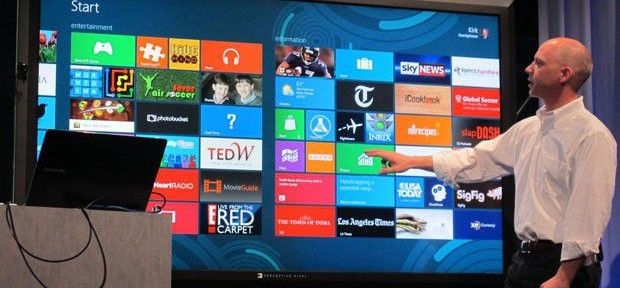 Microsoft mostra sistema Windows 8 em tela de 82 polegadas