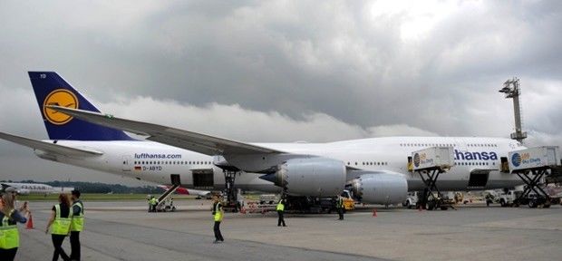 Maior avião do mundo (comercial), um Boeing 747-8 da Lufthansa, terá voos para o Brasil