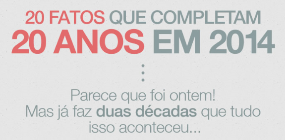 20 fatos que completam 20 anos em 2014 - Infográficos - ClickGrátis