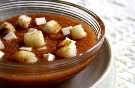 Receita Gazpacho com Tofu e Croûtons