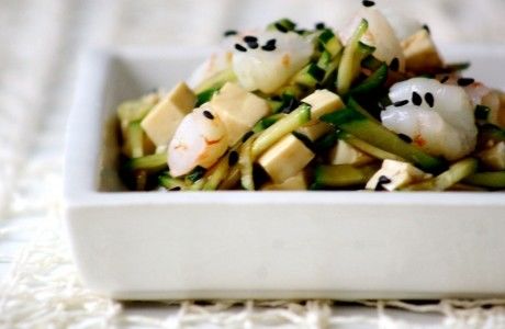 Receita Salada de Pepino, Camarão e Tofu