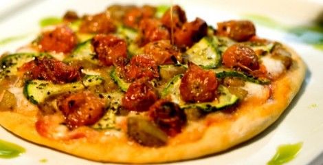 Receita Pizza de Berinjela, Abobrinha e Tomatinho Confit