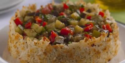 Receita Assado Crocante de Arroz e Legumes