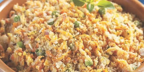 Receita Farofa de Bacon com Legumes