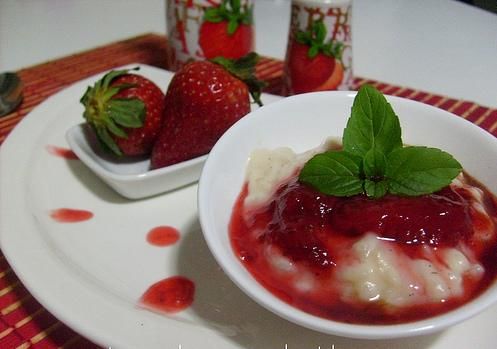 Receita Arroz Doce com Morango