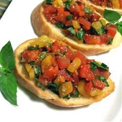 Receita Bruschetta de Pimentão Vermelho Assado