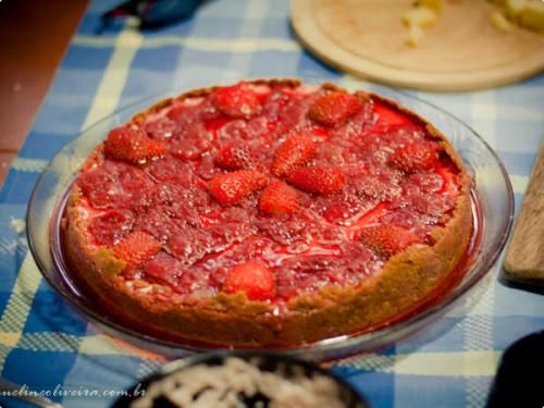 Receita Torta de Ricota com Morango