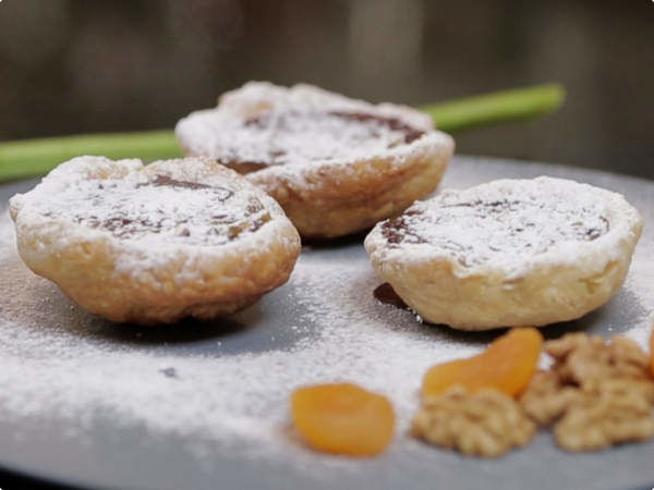 Receita Tortinhas de Chocolate com Nozes e Damascos