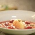 Receita Sopa Espumante de Morango com Sorvete de Tangerina