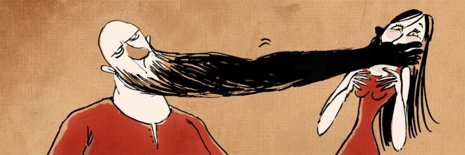 homem calando a boca de uma mulher