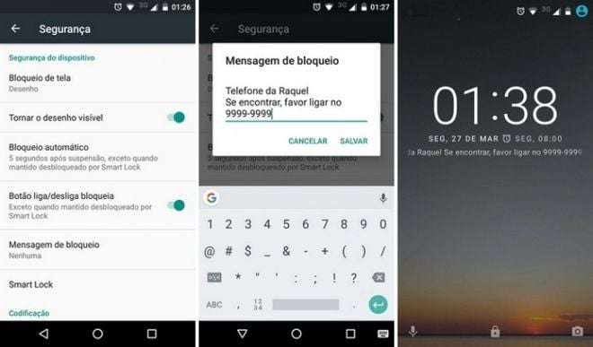 funções desconhecidas no celular android mensagem tela bloqueio