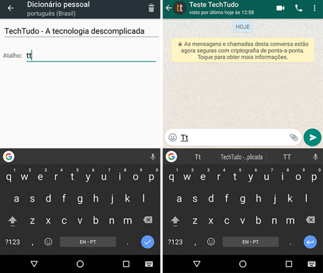 Gboard teclado google atalhos personalizados