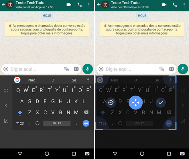 Gboard teclado google modo de um mão