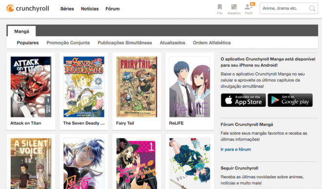 Sites de mangá online crunchyroll