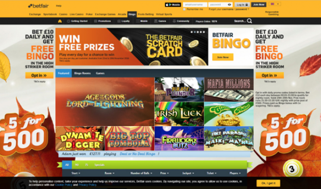 Como funciona o bingo na Betfair?