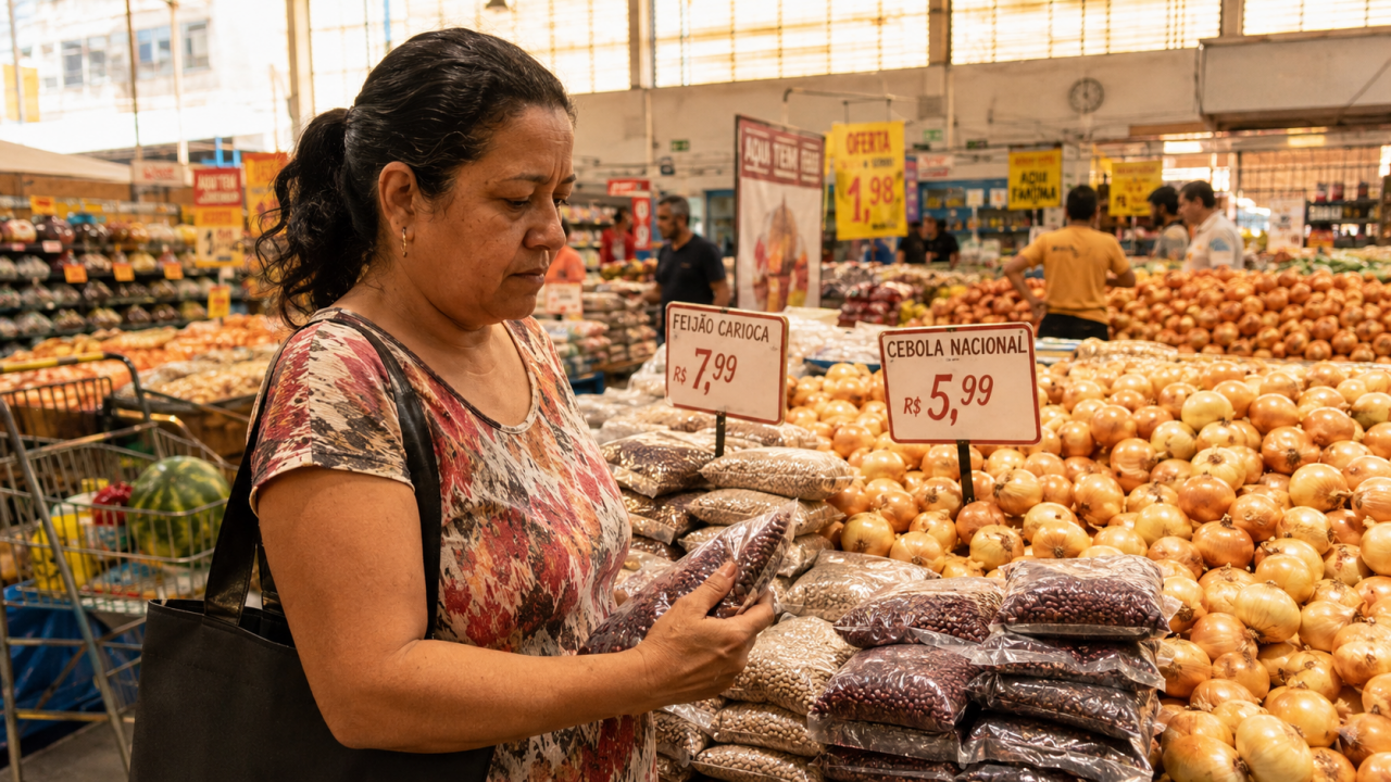 Cebola, feijão e leite: os vilões do supermercado em abril