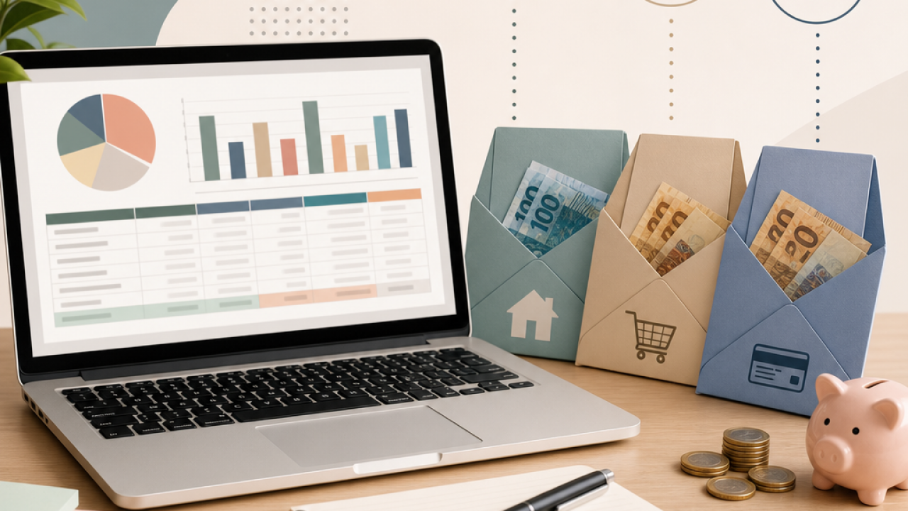 Planilha financeira simples: como separar dinheiro de contas, mercado e cartão