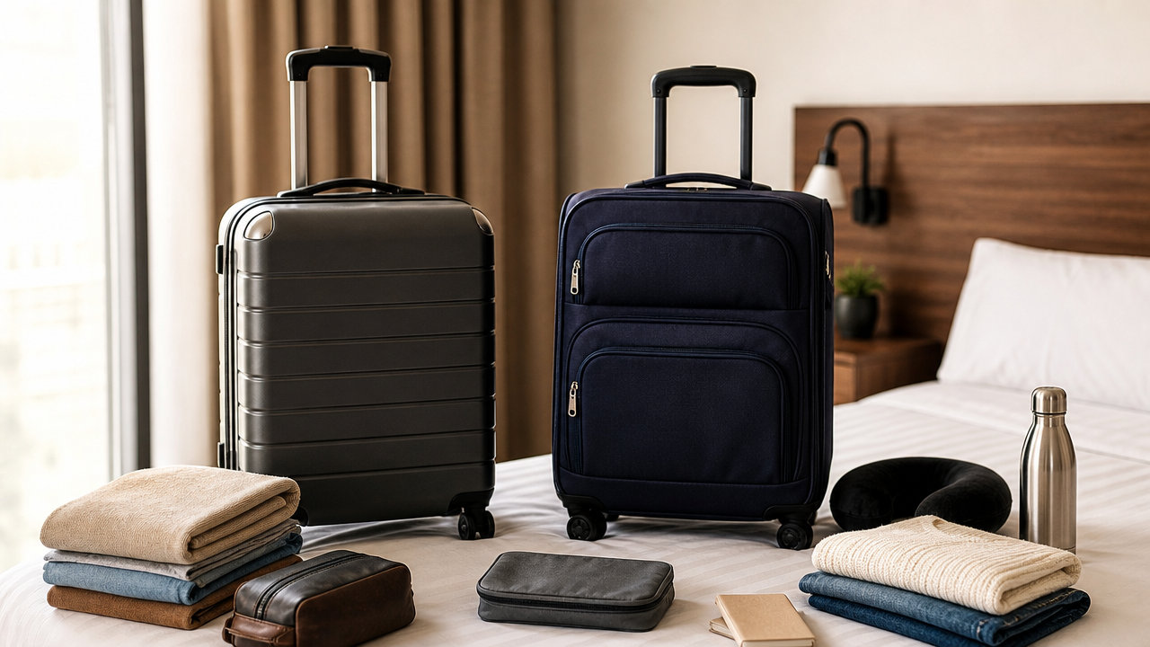 Mala de bordo rígida x flexível: qual aguenta melhor uma viagem curta?