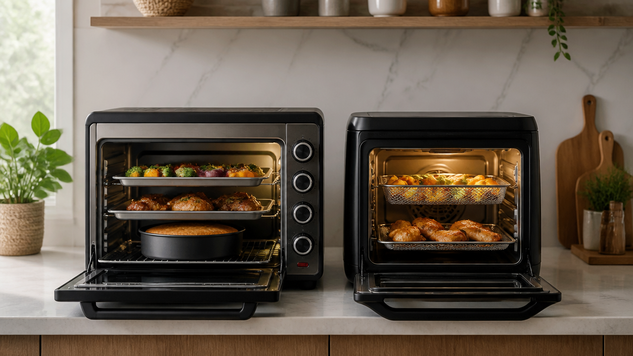 Forno elétrico x air fryer oven: qual faz mais sentido para assar, gratinar e preparar refeições maiores?
