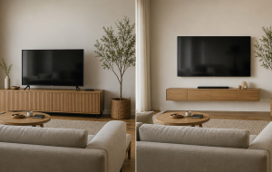 TV no rack x fixada na parede: qual instalação funciona melhor para sua sala?