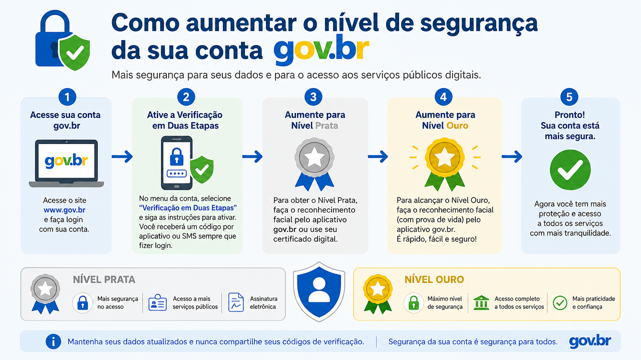 Conta gov.br: como aumentar o nível de segurança e recuperar acesso sem cair em página falsa