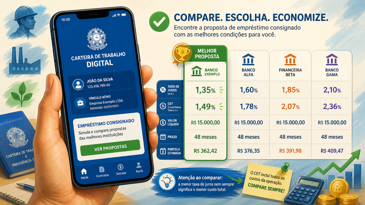 Crédito do Trabalhador na Carteira de Trabalho Digital: como comparar propostas antes de contratar