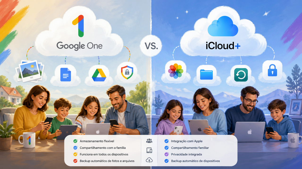 Google One x iCloud+: qual nuvem entrega melhor combinação para fotos, backup e família