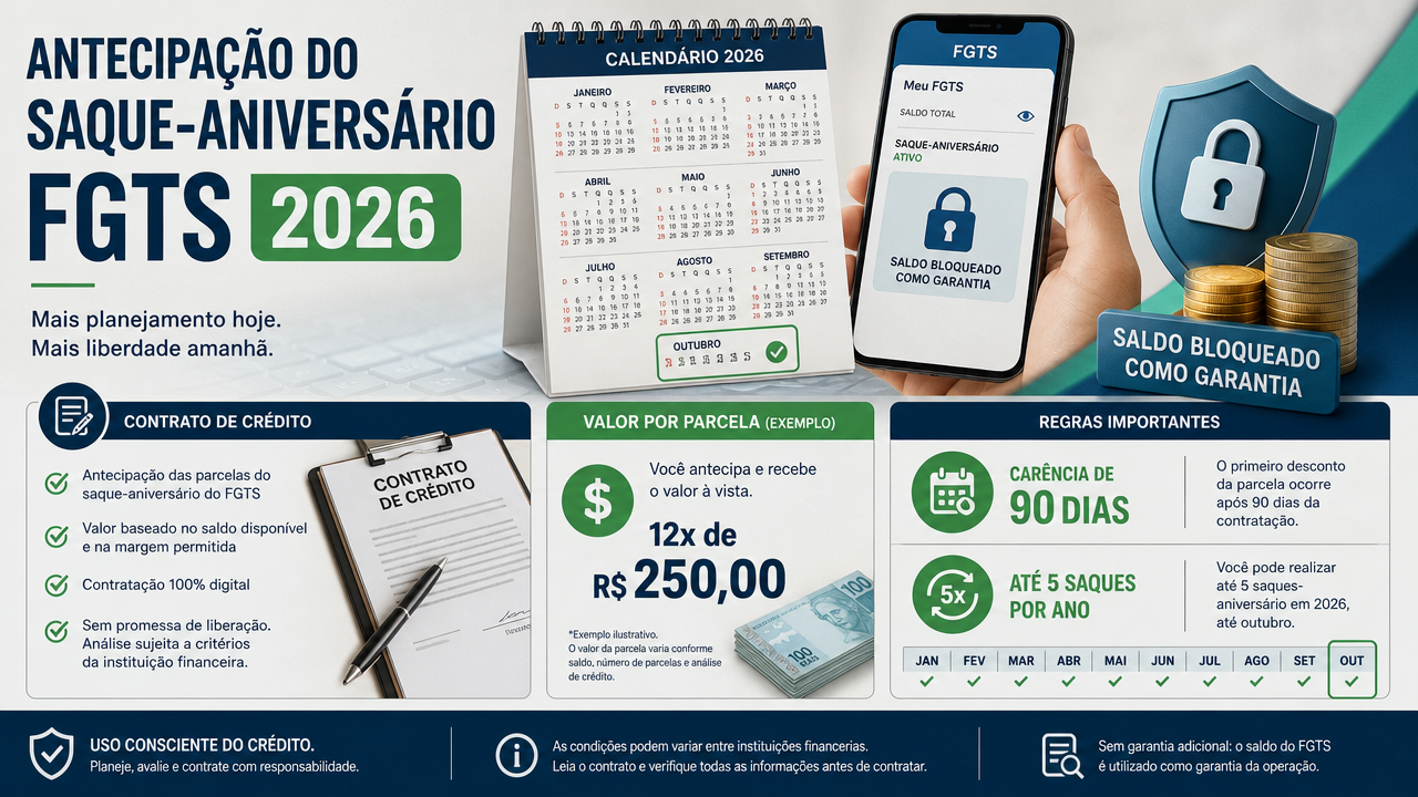Antecipação do saque-aniversário FGTS: quais custos e regras conferir antes de contratar em setembro