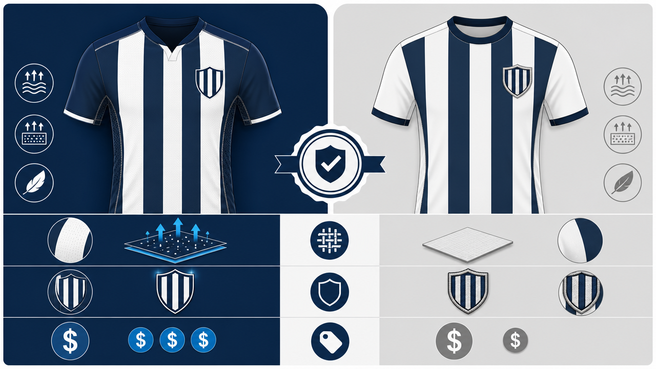 Camisa oficial x camisa licenciada: o que muda em tecido, escudo e preço antes de comprar