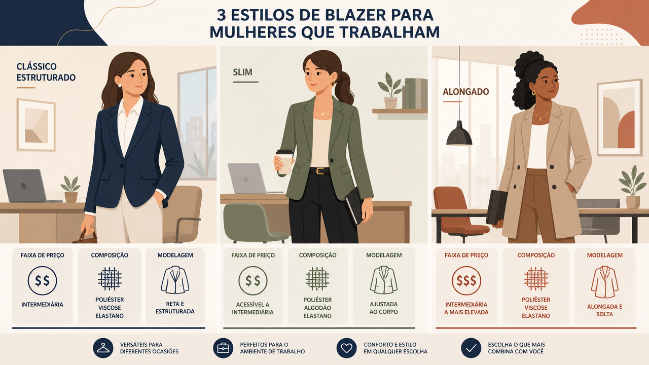 C&A x Renner x Riachuelo: onde procurar blazer feminino para trabalho sem gastar demais