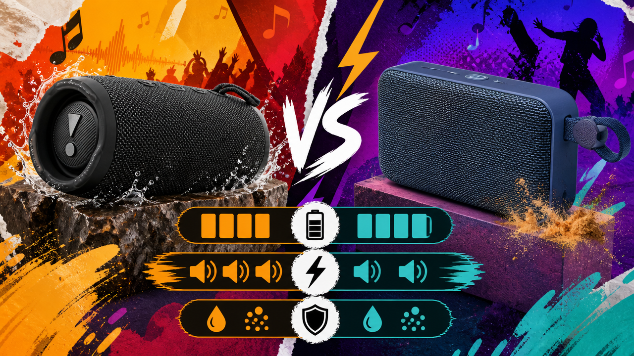 Caixa Bluetooth JBL x Soundcore: o que comparar em bateria, potência e resistência antes de comprar