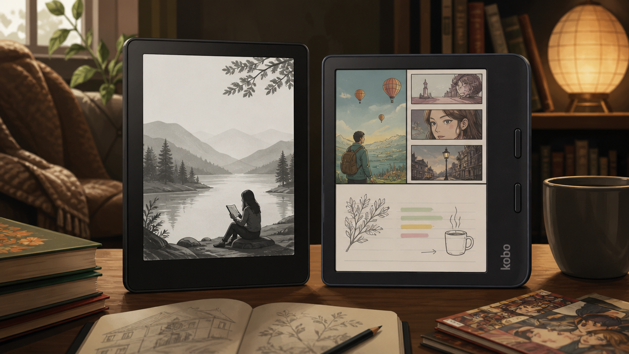 Kindle Paperwhite x Kobo Libra Colour: qual e-reader combina melhor com seu tipo de leitura?