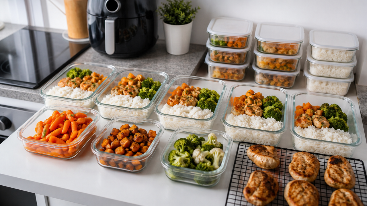 Marmitas na air fryer: como organizar preparo, resfriamento e armazenamento para vários dias