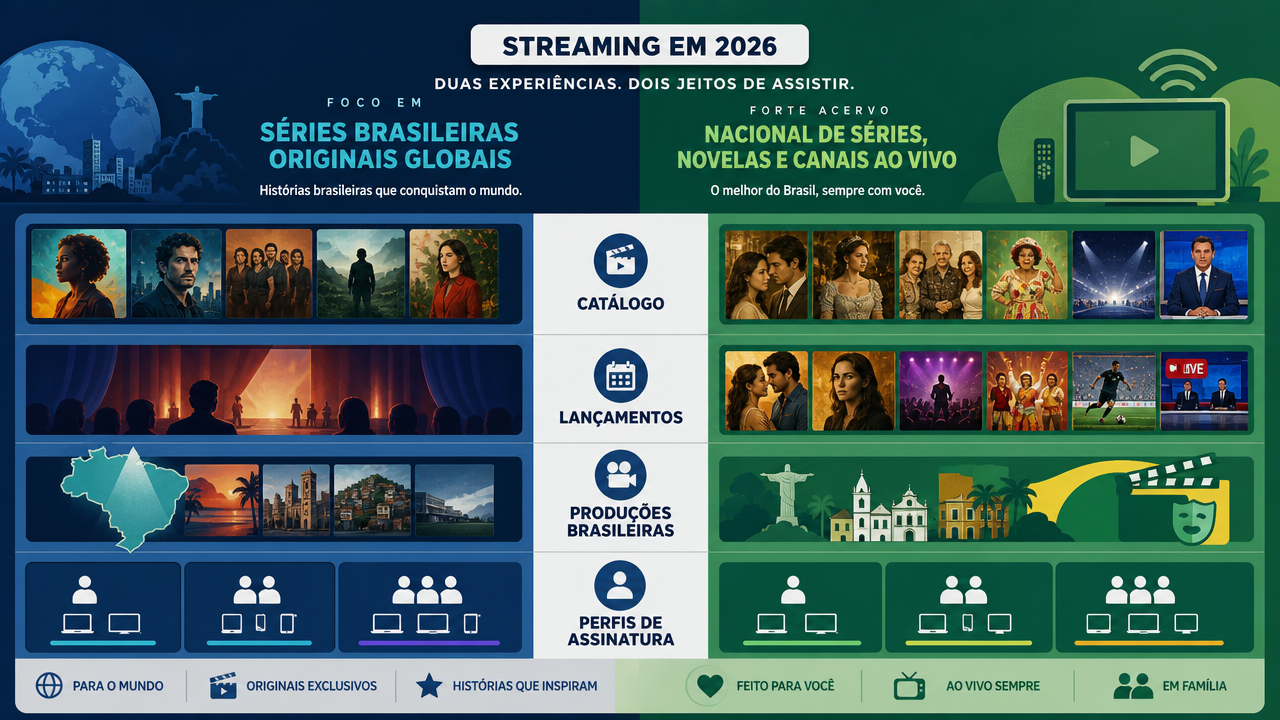 Netflix x Globoplay para séries brasileiras: catálogo, lançamentos e perfil de assinatura