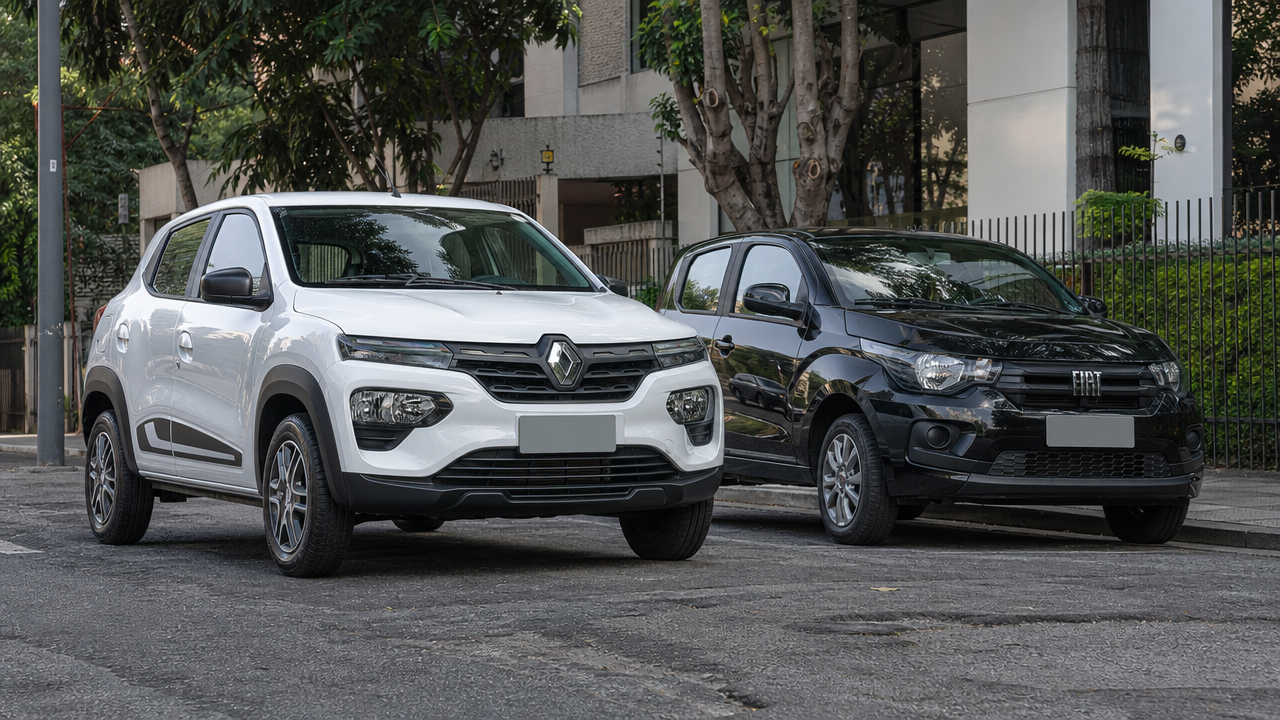 Renault Kwid x Fiat Mobi 2026: preço, consumo e equipamentos para quem quer um carro urbano