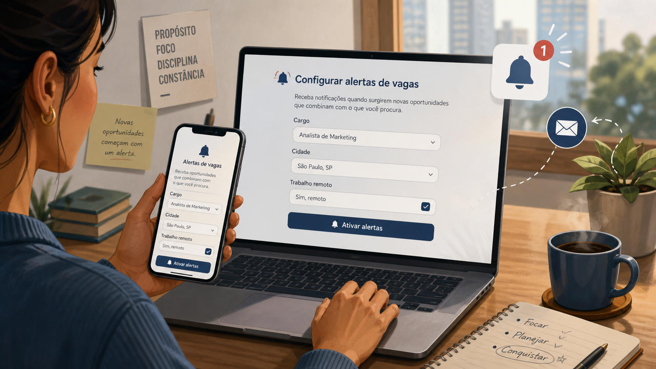 Alertas de vagas no LinkedIn: como filtrar por cargo, cidade e modelo de trabalho sem lotar o e-mail