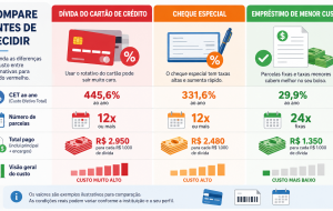Trocar dívida cara por empréstimo mais barato: como comparar CET antes de refinanciar cartão ou cheque especial