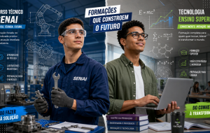 Curso técnico SENAI x tecnólogo: duração, foco prático e tipo de diploma antes de escolher