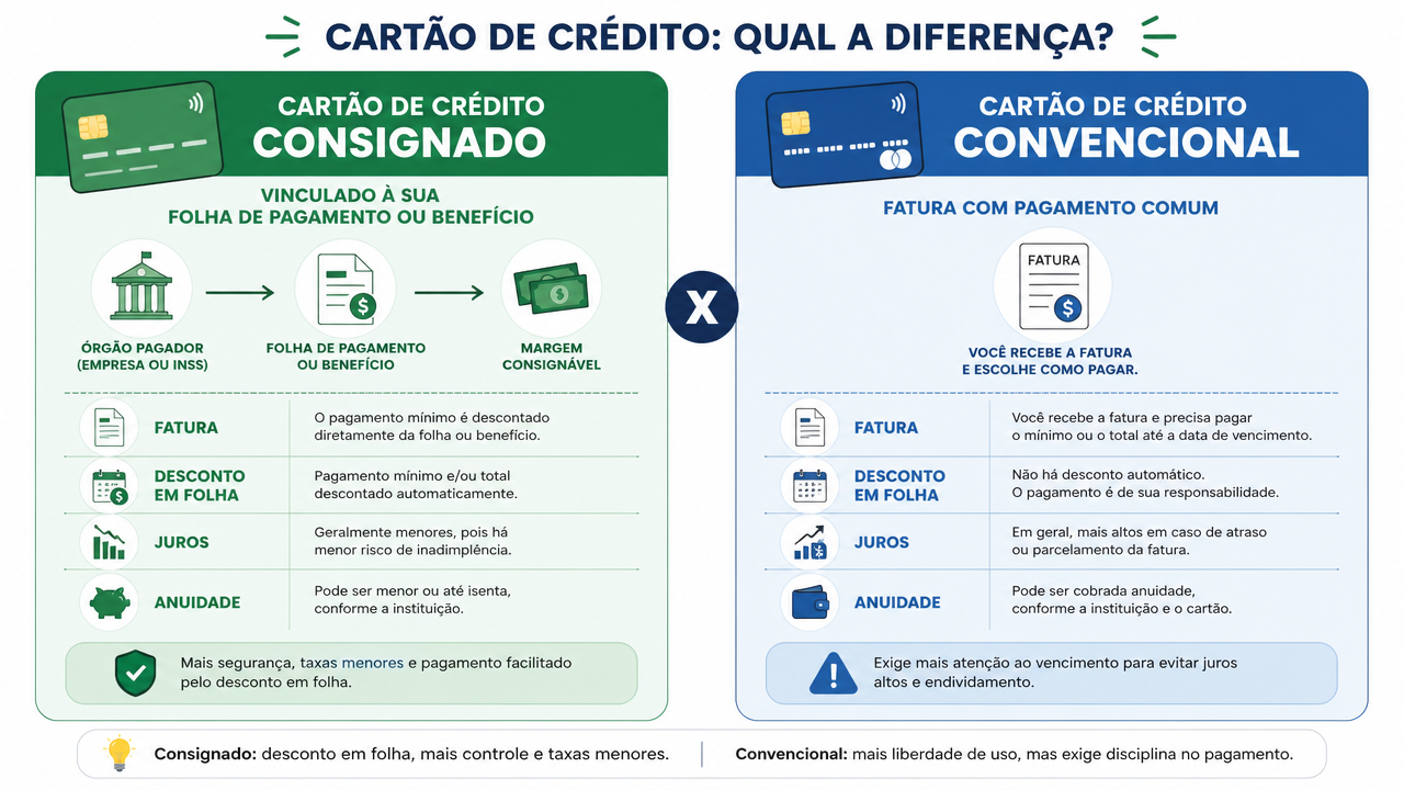 Banco PAN: cartão consignado x cartão convencional — diferenças que mudam o custo e o uso