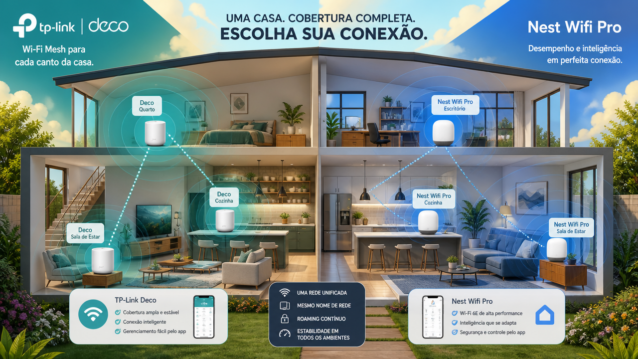 TP-Link Deco x Nest Wifi Pro: cobertura, Wi-Fi, aplicativo e expansão — o que comparar