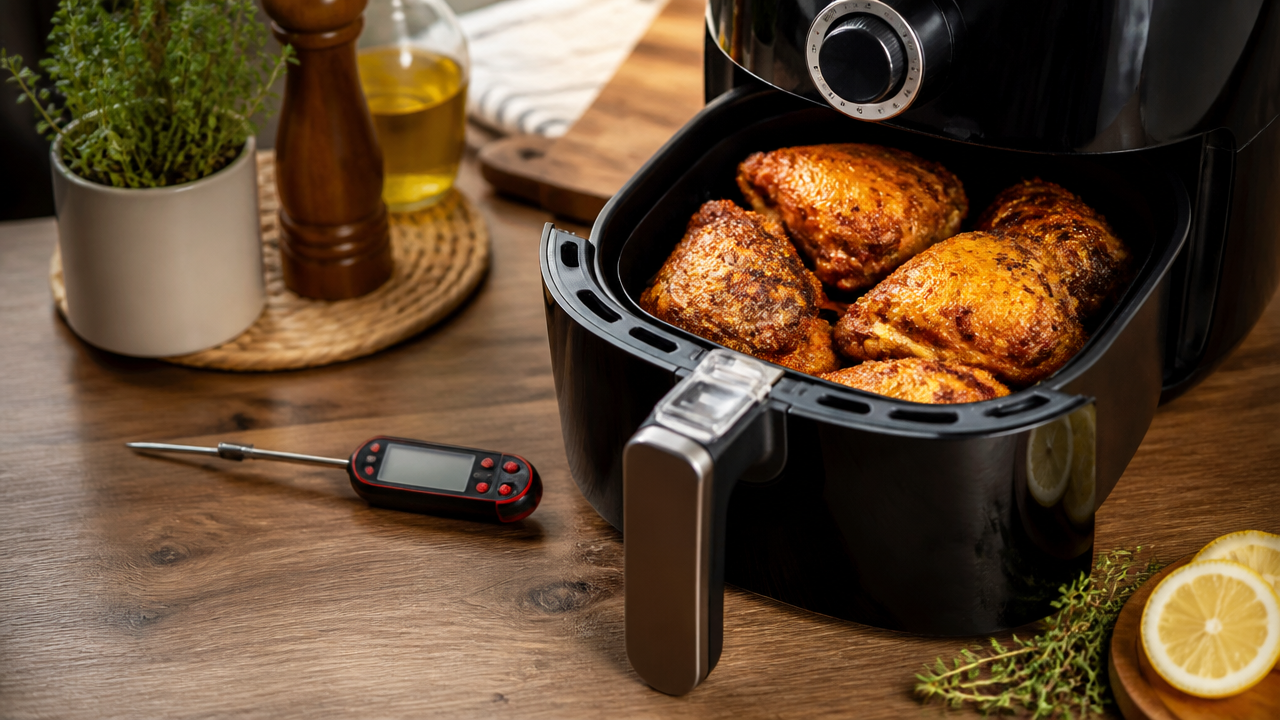 Frango suculento na air fryer: temperatura e tempo para não ressecar