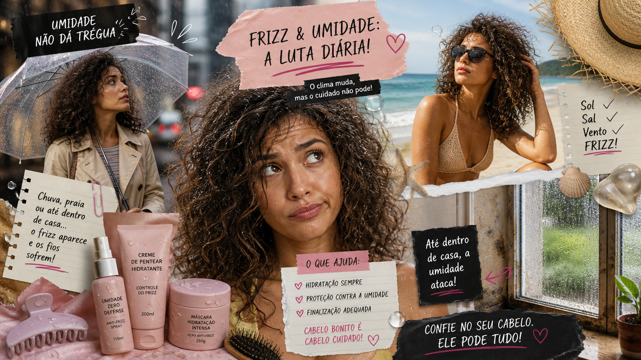 Cabelo armado com umidade: a ordem dos produtos que ajuda a controlar o frizz