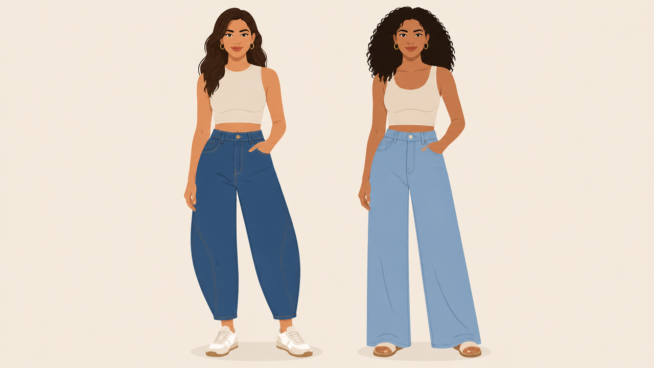 Calça barrel x wide leg: qual modelagem é mais fácil de usar no dia a dia?