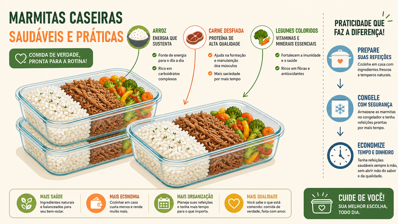Marmitas para congelar: como preparar arroz, carne e acompanhamentos sem perder textura