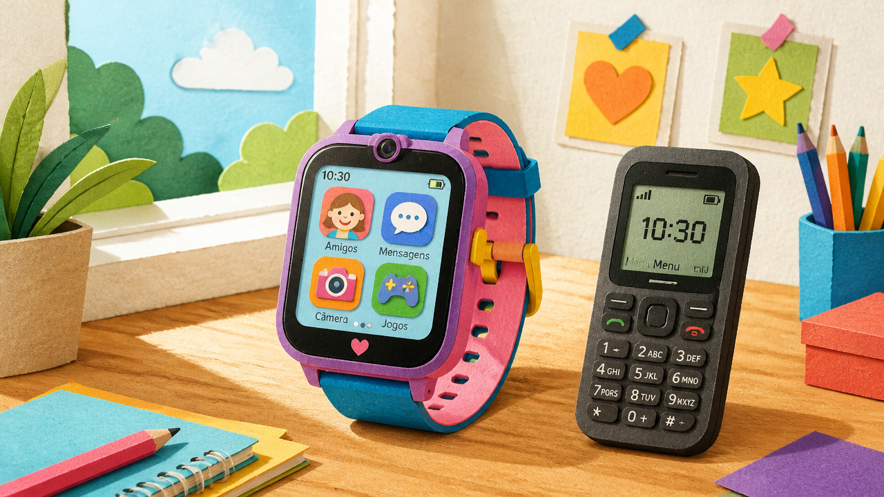 Relógio inteligente infantil com GPS vale a pena ou um celular básico resolve melhor?