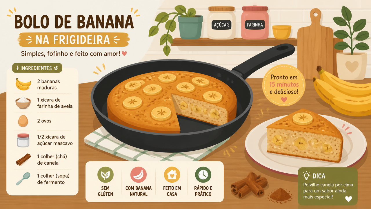 Bolo de banana na frigideira: como acertar o ponto sem ligar o forno