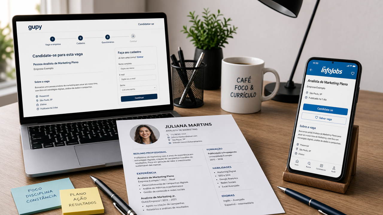 Gupy x InfoJobs: o que muda no cadastro, no currículo e no acompanhamento das vagas?