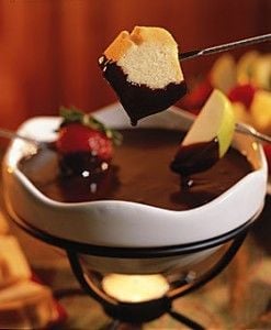 Deliciosa fondue de chocolate.