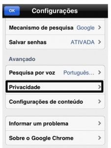Dados navegação google chrome